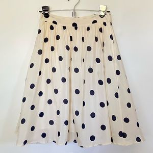 J. Crew Cream & Navy polka dot a-line skirt